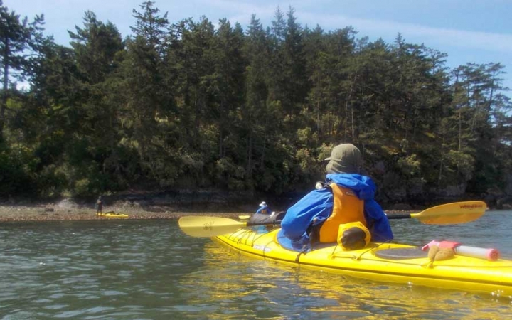 adult kayaking in the pacific northwest